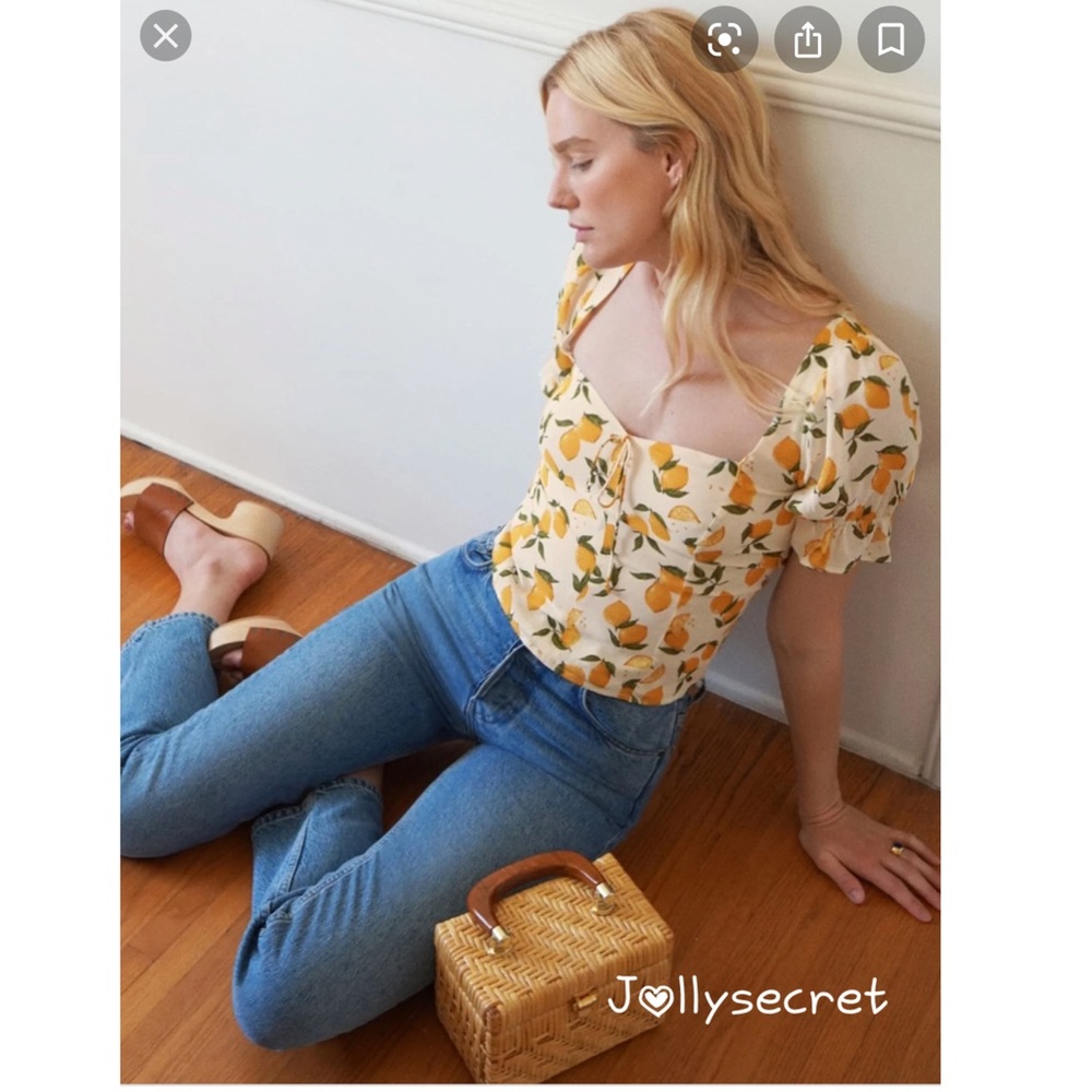 Reformation Delevan lemonade top blouse -like new!